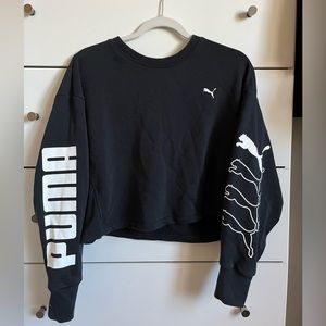 Puma cropped crew neck, black, Medium